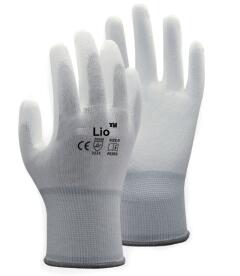 Lio 11310 13G white polyester liner with white PU coating