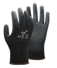 Lio 11311 13G black polyester liner with black PU coating